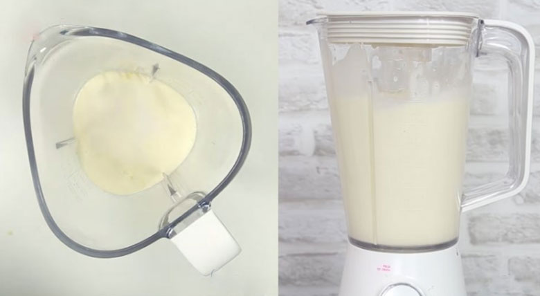 Cách làm kem đậu đen dừa tươi: Xay hỗn hợp sữa