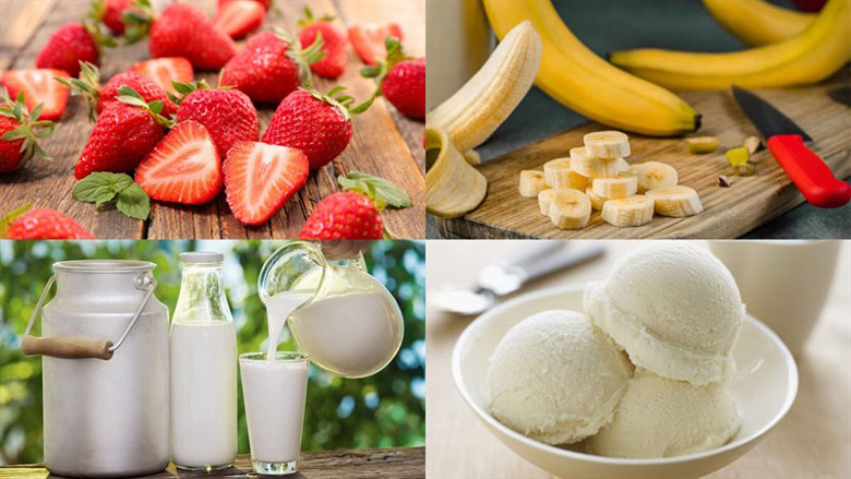 Cách làm sinh tố dâu chuối lựa chọn các nguyên liệu cần thiết