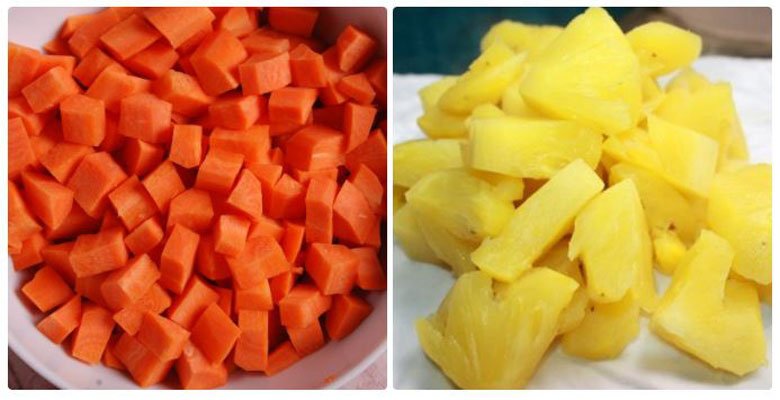 Sinh tố cà rốt dứa càn sơ chế nguyên liệu