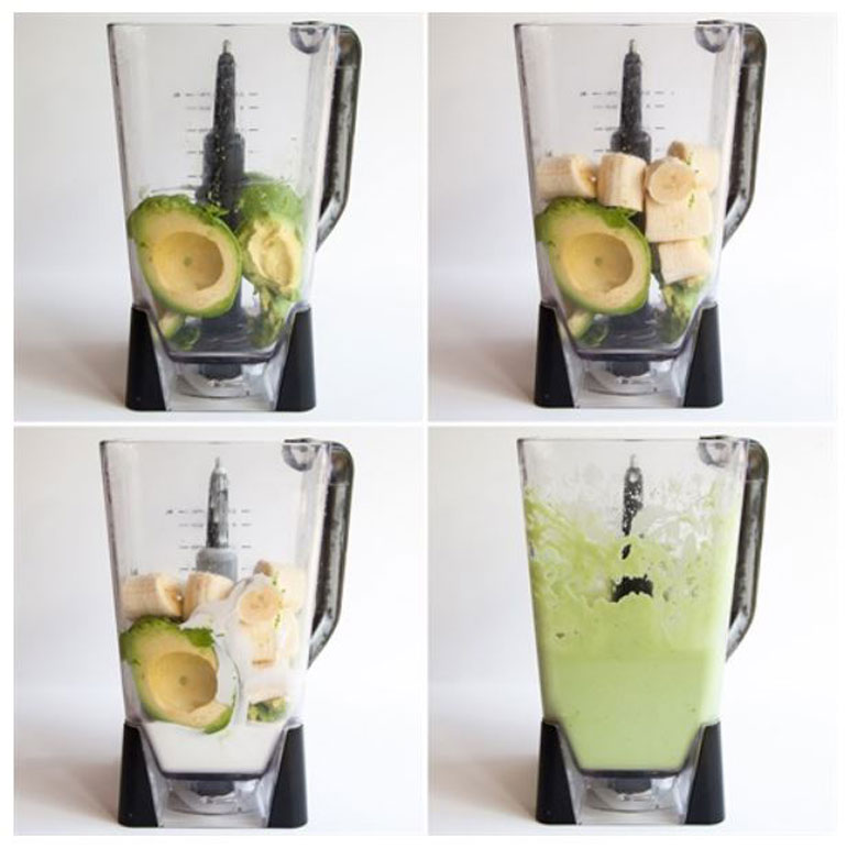 Sinh tố bơ chuối xay hỗn hợp bằng máy xay sinh tố
