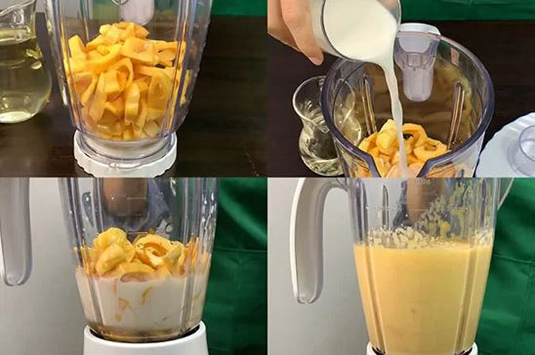 Sinh tố mít sữa chua xay hỗn hợp bằng máy xay sinh tố