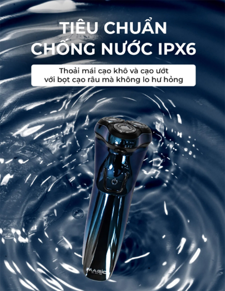 Chống nước chuẩn IPX6 - Máy cạo râu Magic B-63