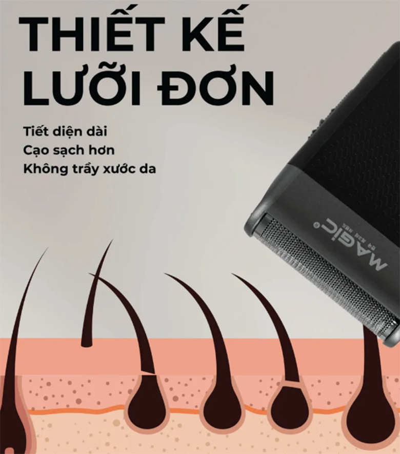 Lưỡi dao đơn dài - Máy cạo râu Magic B-62