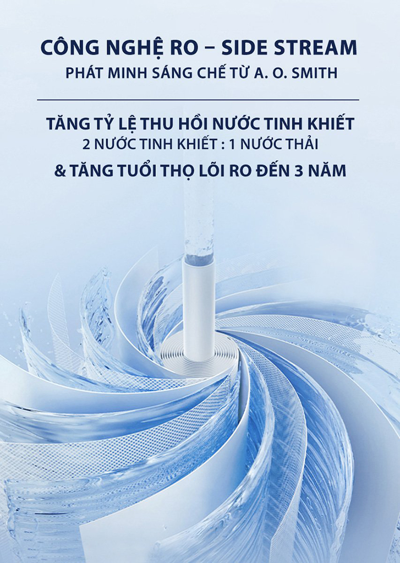 Máy lọc nước A.O Smith ROSS LUX-AOU800HOT màng lọc RO Side Stream