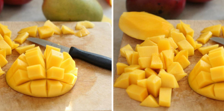 Cách làm kem xoài sữa chua: sơ chế xoài