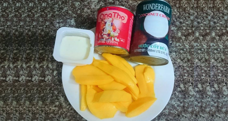 Cách làm kem xoài sữa chua tầng: Nguyên liệu