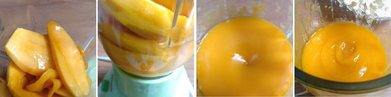 Cách làm kem xoài túi: Xay xoài