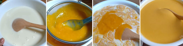 Cách làm kem xoài túi: Trộn hỗn hợp kem xoài