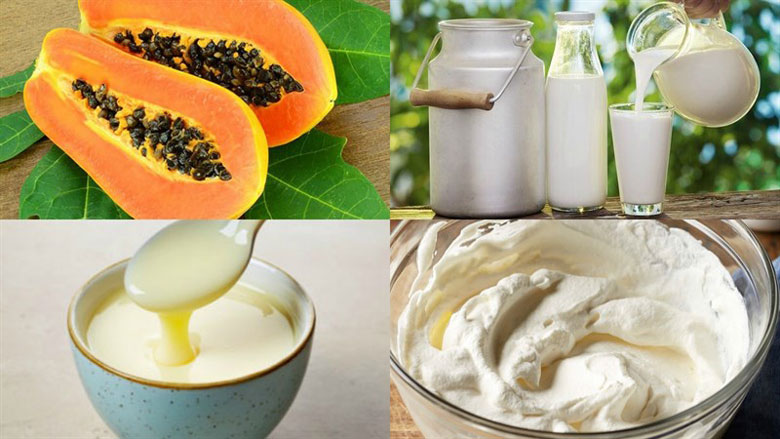 Làm sinh tố đu đủ sữa tươi bạn cần có đủ nguyên liệu sau