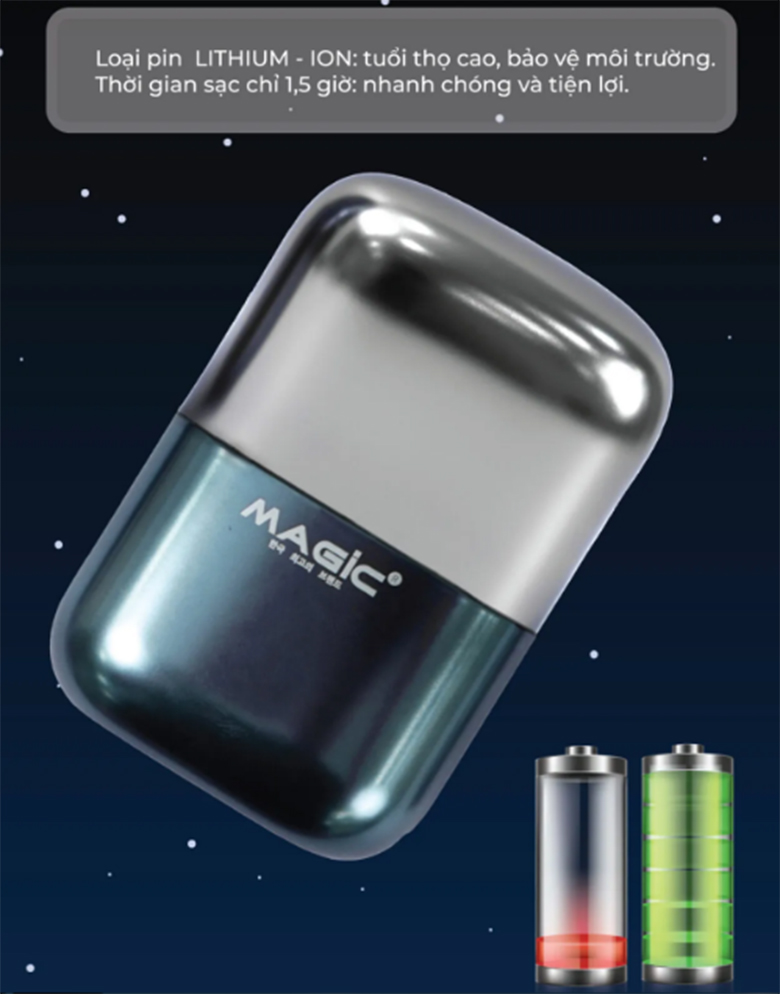 Dung lượng pin 600mAh - Máy cạo râu Magic B-60