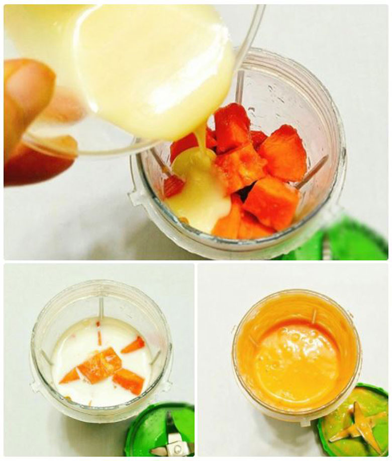 Cách làm sinh tố đu đủ sữa tươi dùng máy xay sinh tố xay hỗn hợp