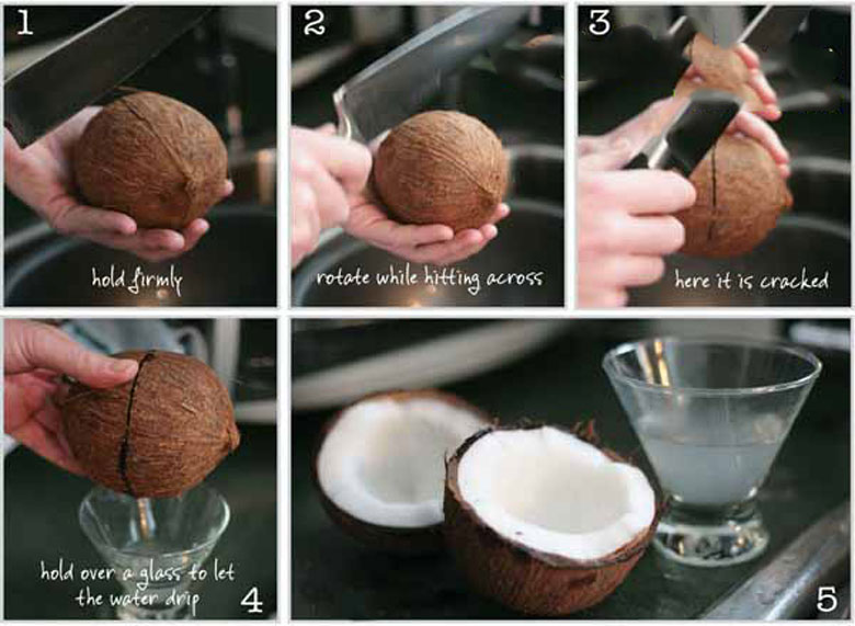 Sơ chế dừa trước khi làm sinh tố dừa sữa chua