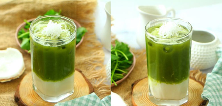 Sinh tố rau má nước dừa cùng với cả nhà thưởng thức ngay nhé