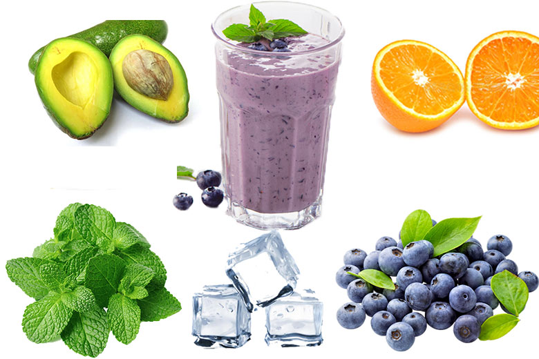 Làm sinh tố việt quất, bơ, bạc hà dùng các nguyên liệu nào?