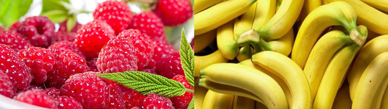 Lựa chọn trái mâm xôi, chuối