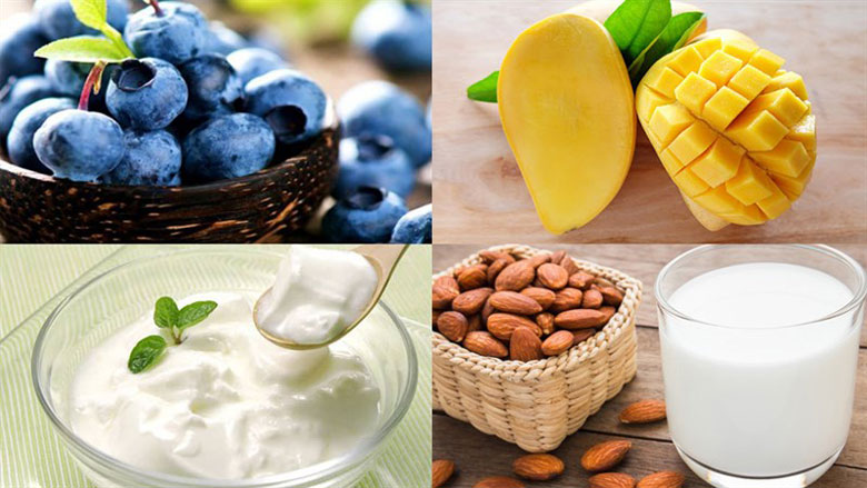 Sinh tố việt quất cho bé mix xoài cho những nguyên liệu sau