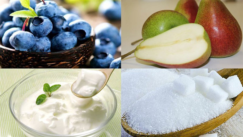 Nguyên liệu làm sinh tố việt quất lê