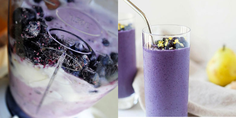 Xay nguyên liệu làm sinh tố việt quất lê