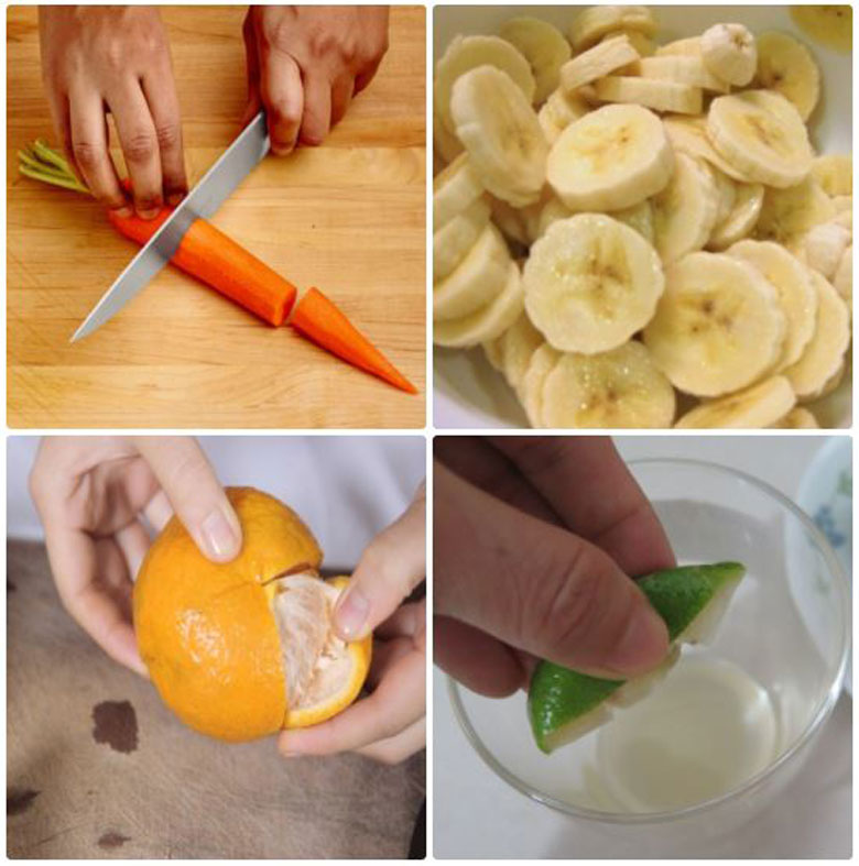 Làm sinh tố cà rốt chuối cam gừng cần sơ chế