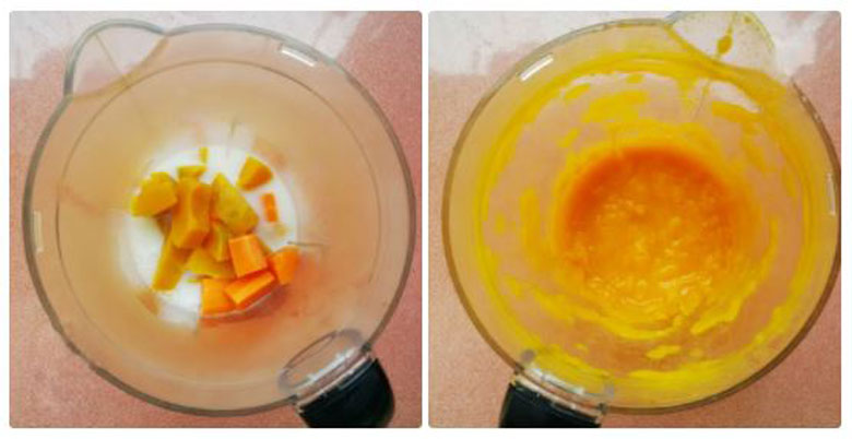 Sinh tố cà rốt bí đỏ cần sơ chế thật kỹ lưỡng vào cho vào xay