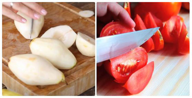 Cách làm sinh tố cà chua ngon với lê cần được sơ chế