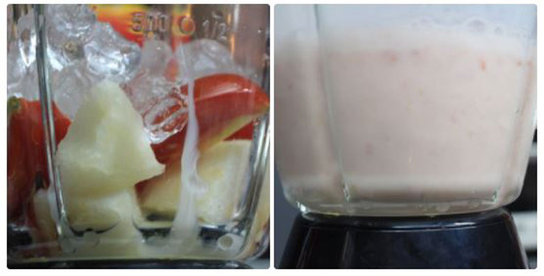Cách làm sinh tố cà chua ngon với lê thực hiện xay hỗn hợp