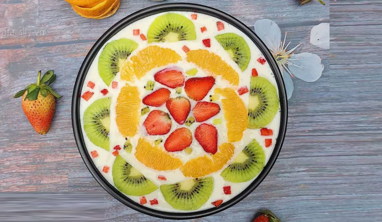 Cách làm sữa chua dẻo hoa quả: thành phẩm