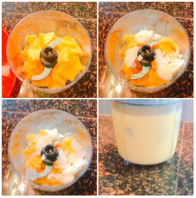 Cách làm sinh tố dứa mix cùng sữa chua xay hỗn hợp