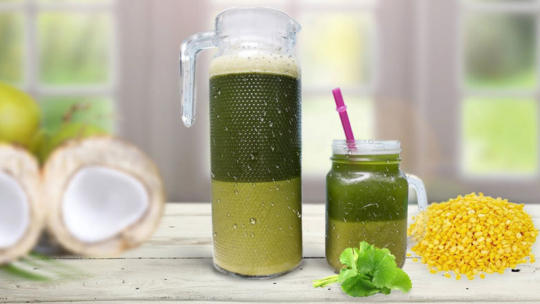 Thưởng thức sinh tố rau má đậu xanh sữa dừa vị béo ngậy