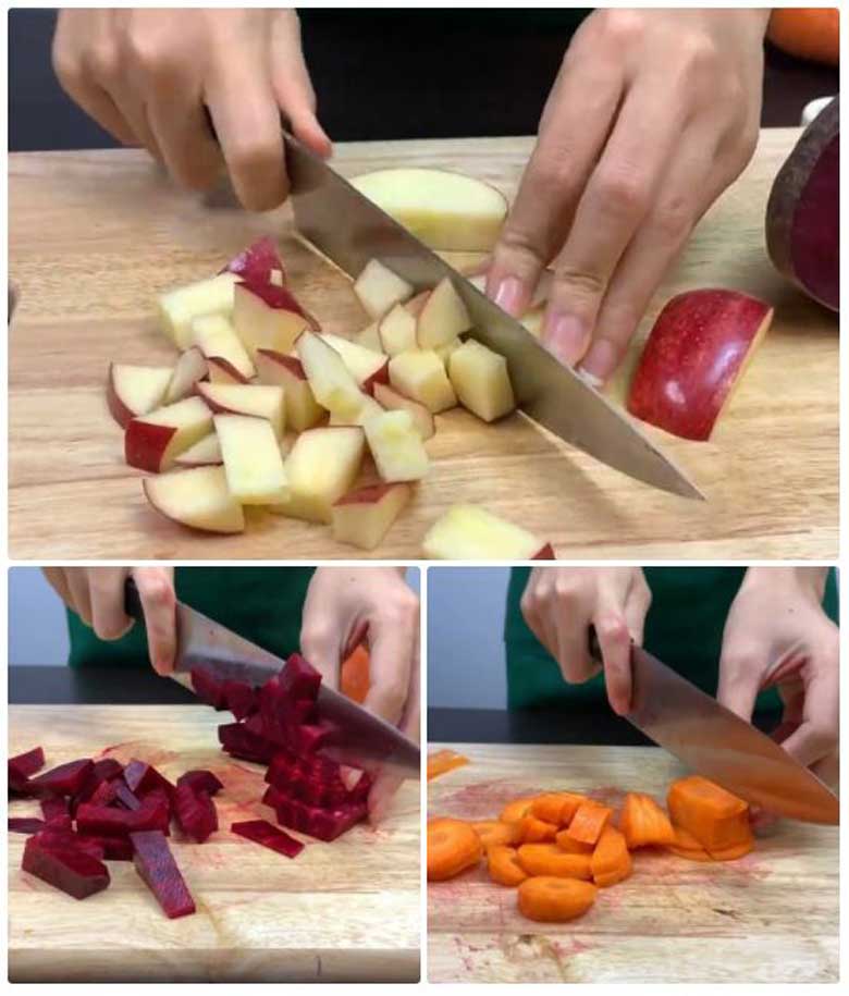 Cách làm sinh tố củ dền đỏ táo cà rốt cùng sơ chế