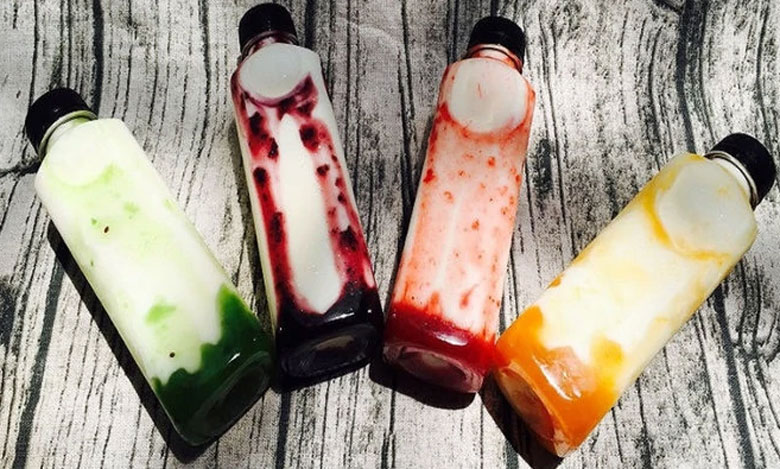 cách làm sữa chua uống hoa quả: thành phẩm