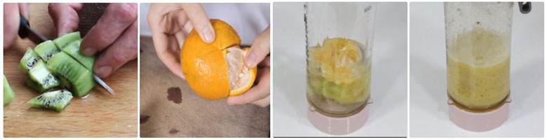 Cách làm sinh tố kiwi cho bé hấp dấp mix với cam khi sơ chế và cho vào xay