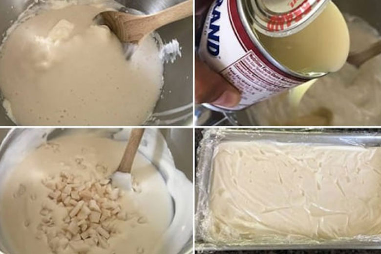 Cách làm kem dừa bằng whipping cream và sữa đặc: làm đông kem