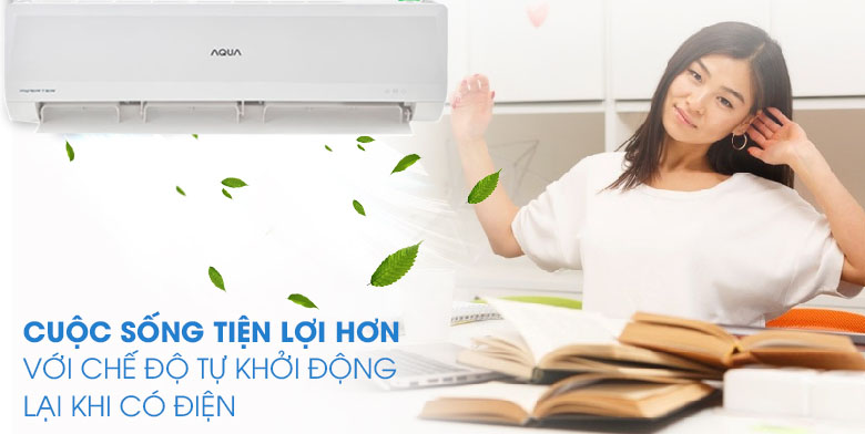Tự khởi động lại - Điều hòa Aqua 1 chiều Inverter 12000 BTU AQA-KCRV13WNMA