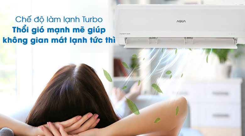 Làm lạnh nhanh tức thì -Điều hòa Aqua 1 chiều Inverter 12000 BTU AQA-KCRV13WNMA