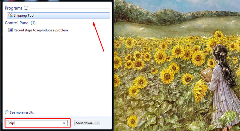 Cách chụp màn hình laptop Dell Win 7 nhận vào biểu tượng giống như hình cái kéo (Snipping Tool))