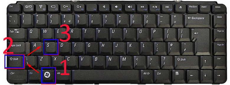 Cách chụp màn hình laptop Dell với khoảng cách bất kỳ bằng nút Shift + biếu tượng của sổ + S