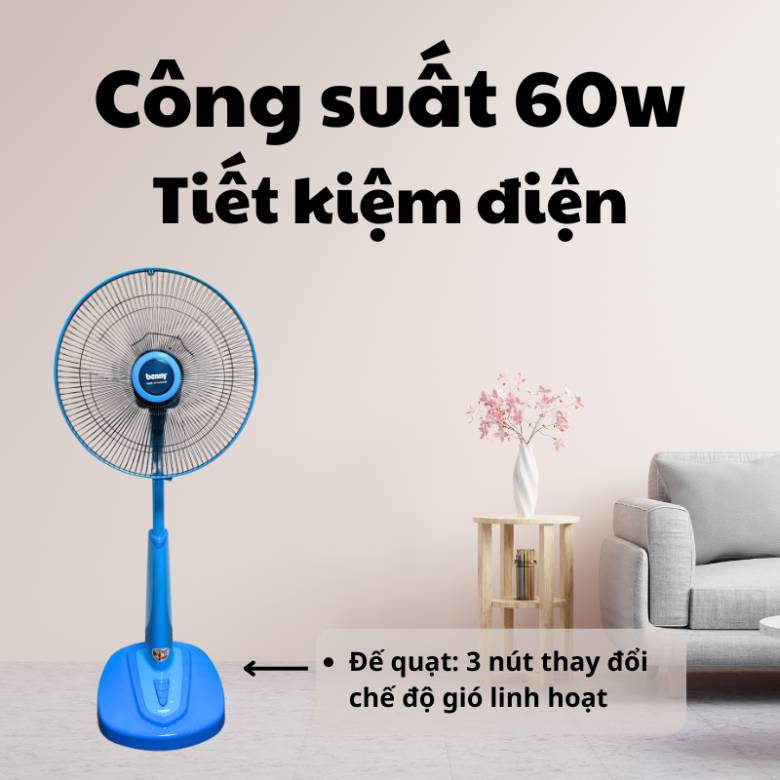 Quạt lửng Benny 16" BF-41SLO Xanh dương - Làm mát hiệu quả với công suất 60W