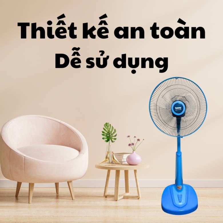 Quạt lửng Benny 16" BF-41SLO Xanh dương - thiết kế an toàn