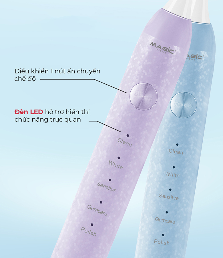 Bàn chải điện Magic B-26 tím nút bấm đơn giản