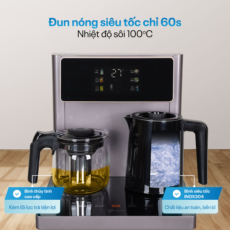 Cây nước nóng lạnh kết hợp bàn trà FujiE TB245 ấm đun nước siêu tốc
