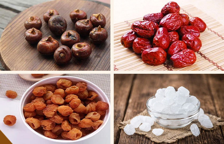 Cách nấu chè củ năng hạt sen táo đỏ: Nguyên liệu