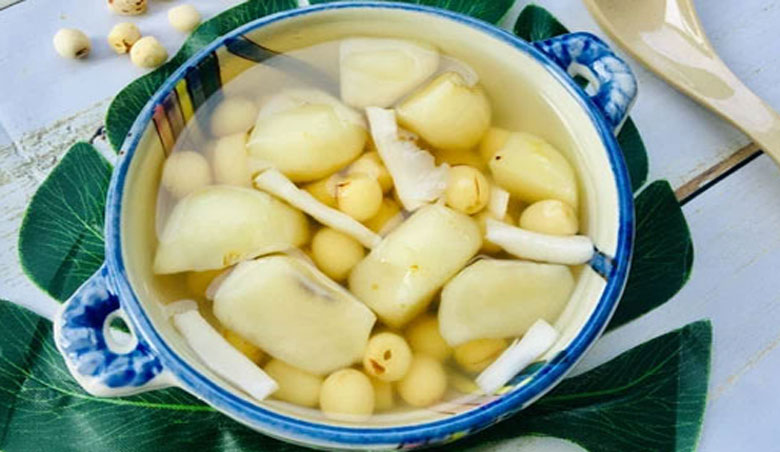 Cách nấu chè củ năng hạt sen: thành phẩm