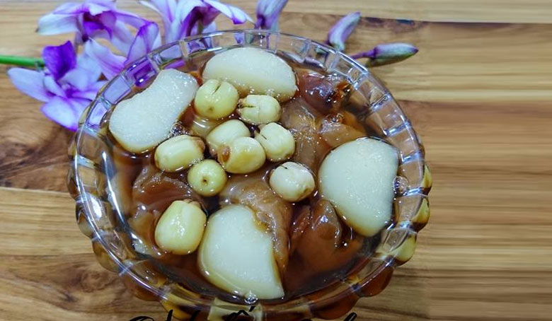 Cách nấu chè củ năng nhãn nhục: thành phẩm