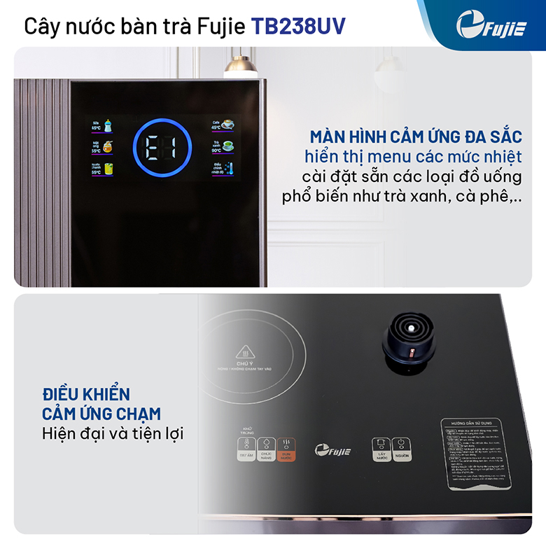 Cây nước nóng lạnh bàn trà FujiE TB238UV điều khiển điện tử