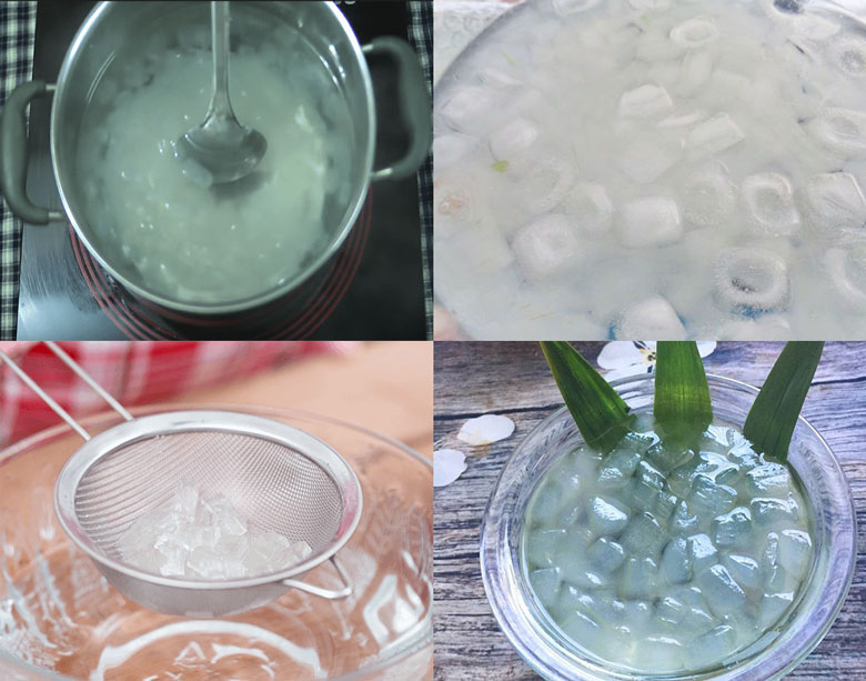 Cách làm topping nha đam cần sơ chế nha đam xong đem đi nấu