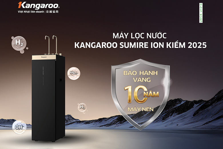 Máy lọc nước Kangaroo Sumire Hydrogen ion kiềm KGRP11A203E4 có 11 lõi lọc thế hệ mới