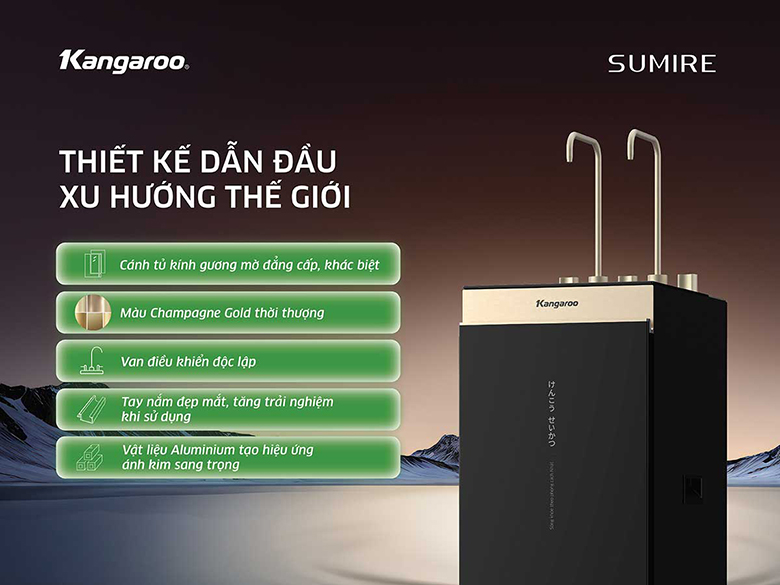 Máy lọc nước Kangaroo RO tích hợp nóng lạnh KGRP11A203E4 4 chế độ ở 2 vòi