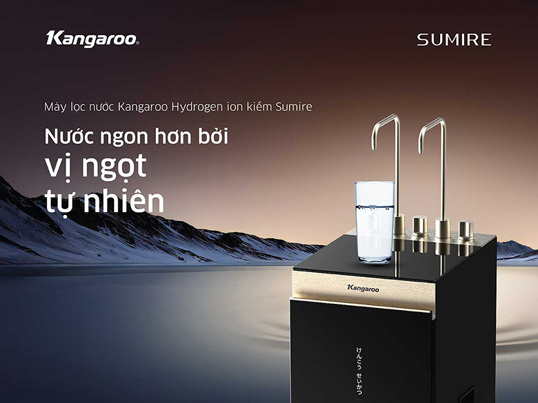 Máy lọc nước Kangaroo Sumire Hydrogen ion kiềm KGRP11A203E4 an toàn cho cả gia đình