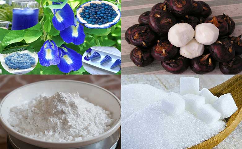 Cách làm củ năng trân châu với hoa đậu biếc cần nguyên liệu sau